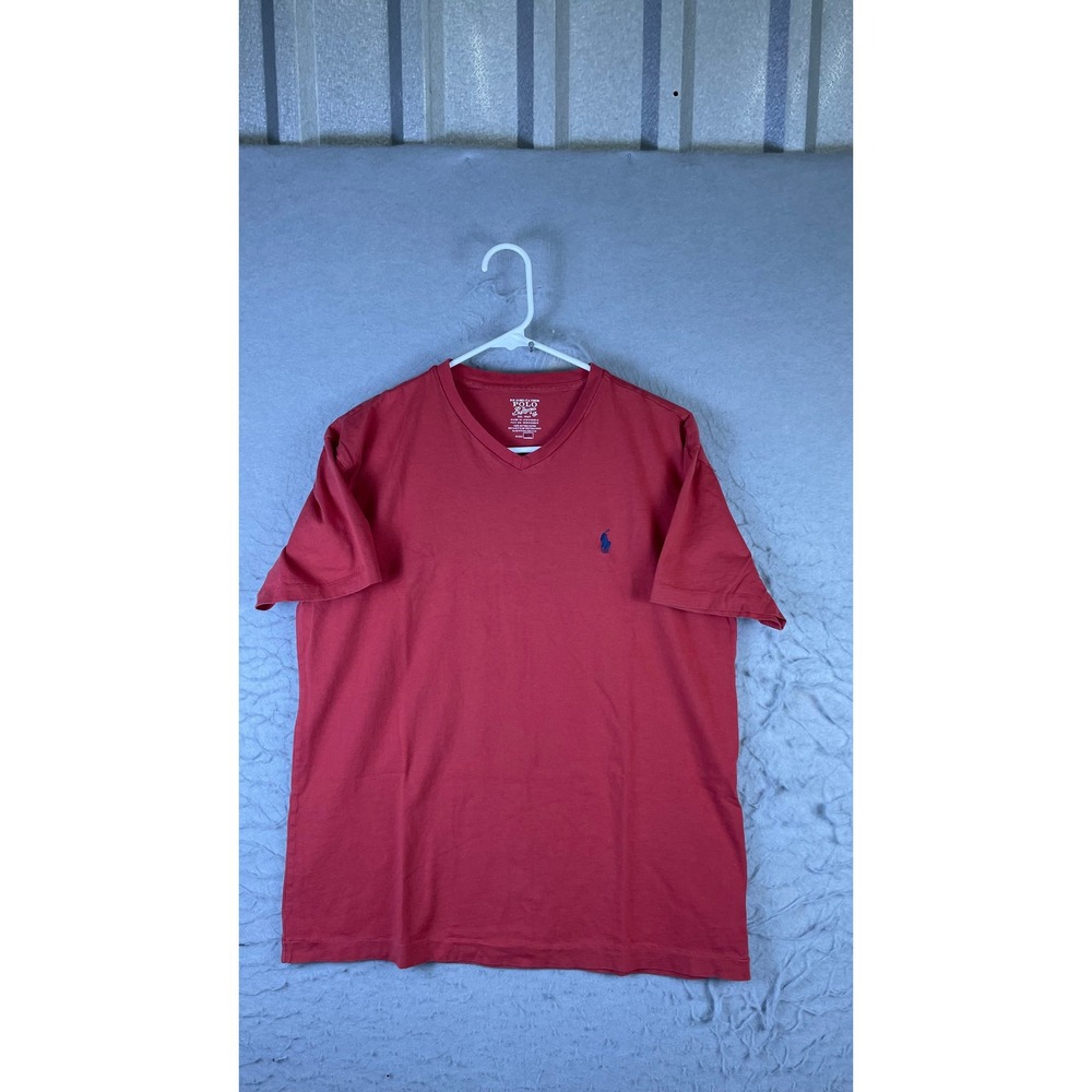 Polo Ralph Lauren V-Neck T-Shirt Mens S Red Excellent Short Sleeve Pony Logo